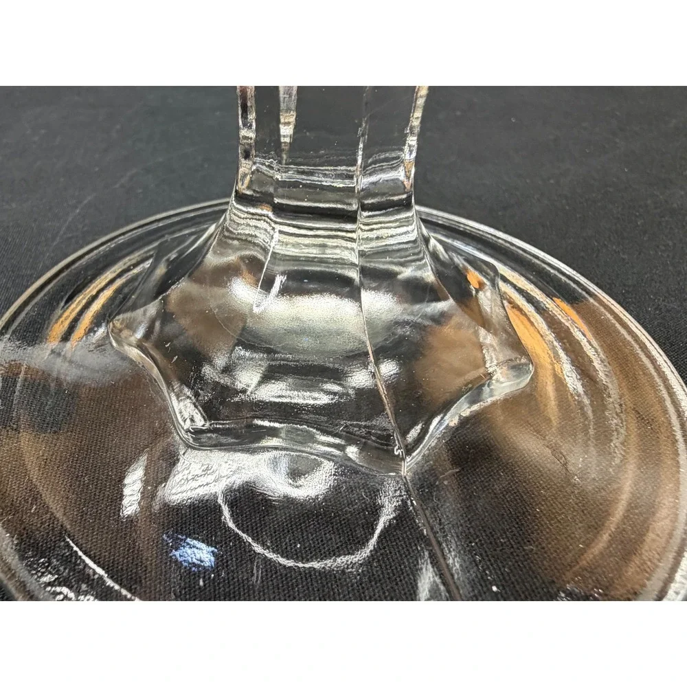 Vintage Indiana Clear Glass Teardrop Scalloped Pedestal Compote Dish 7.5